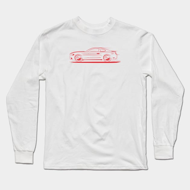 2015-2022 Mustang Fastback Red Long Sleeve T-Shirt by PauHanaDesign